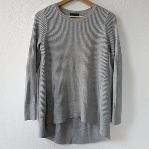 Eileen Fisher Merino Wool High Low Gray Knit Sweater